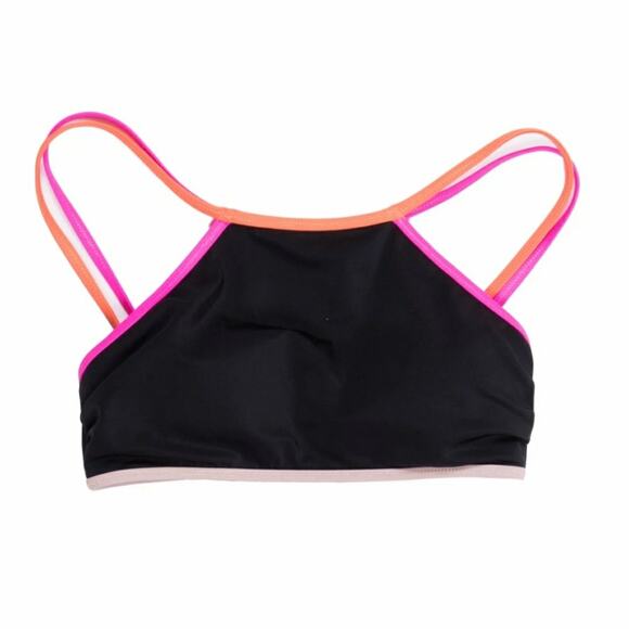 Victoria's Secret Bikini Top The High Neck Small Black Neon Strappy Back - Picture 1 of 4